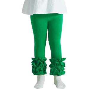 imageDIPUG Toddler Leggings Cute Kids Pants Girls Legging Colorfu with Ruffle Trim for Little Child BabyGreen