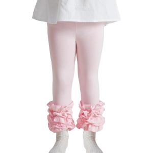 imageDIPUG Toddler Leggings Cute Kids Pants Girls Legging Colorfu with Ruffle Trim for Little Child BabyPink
