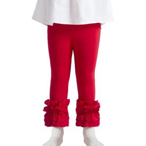 imageDIPUG Toddler Leggings Cute Kids Pants Girls Legging Colorfu with Ruffle Trim for Little Child BabyRed