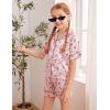 imageDIPUG Girls Pajamas Satin Pajama Set Silk Pjs Short Sleeve SleepwearCherry1