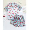 imageDIPUG Girls Pajamas Satin Pajama Set Silk Pjs Short Sleeve SleepwearCherry2