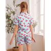 imageDIPUG Girls Pajamas Satin Pajama Set Silk Pjs Short Sleeve SleepwearCherry2