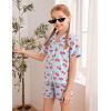 imageDIPUG Girls Pajamas Satin Pajama Set Silk Pjs Short Sleeve SleepwearCherry2
