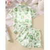 imageDIPUG Girls Pajamas Satin Pajama Set Silk Pjs Short Sleeve SleepwearGreen Fruit