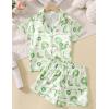 imageDIPUG Girls Pajamas Satin Pajama Set Silk Pjs Short Sleeve SleepwearGreen Fruit