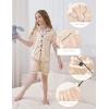 imageDIPUG Girls Pajamas Satin Pajama Set Silk Pjs Short Sleeve SleepwearJacquard Light Champagne