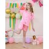 imageDIPUG Girls Pajamas Satin Pajama Set Silk Pjs Short Sleeve SleepwearJacquard Middle Pink