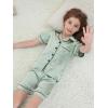 imageDIPUG Girls Pajamas Satin Pajama Set Silk Pjs Short Sleeve SleepwearLight Green