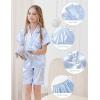 imageDIPUG Girls Pajamas Satin Pajama Set Silk Pjs Short Sleeve SleepwearMiddle Blue