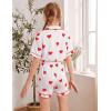 imageDIPUG Girls Pajamas Satin Pajama Set Silk Pjs Short Sleeve SleepwearRed Heart