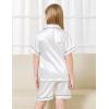 imageDIPUG Girls Pajamas Satin Pajama Set Silk Pjs Short Sleeve SleepwearWhite