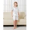 imageDIPUG Girls Pajamas Satin Pajama Set Silk Pjs Short Sleeve SleepwearWhite