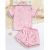 imageDIPUG Girls Pajamas Satin Pajama Set Silk Pjs Short Sleeve SleepwearWhite Cat