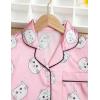 imageDIPUG Girls Pajamas Satin Pajama Set Silk Pjs Short Sleeve SleepwearWhite Cat