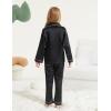 imageDIPUG Girls Satin Pajamas Long Sleeve Sleepwear Set Silky Feel Pjs for Kids Ages 4 to 13Black