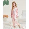 imageDIPUG Girls Satin Pajamas Long Sleeve Sleepwear Set Silky Feel Pjs for Kids Ages 4 to 13Pink