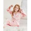 imageDIPUG Girls Satin Pajamas Long Sleeve Sleepwear Set Silky Feel Pjs for Kids Ages 4 to 13Pink