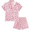 imageDIPUG Girls Pajamas Satin Pajama Set Silk Pjs Short Sleeve SleepwearCherry1