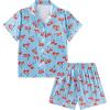 imageDIPUG Girls Pajamas Satin Pajama Set Silk Pjs Short Sleeve SleepwearCherry2