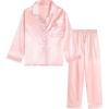 imageDIPUG Girls Satin Pajamas Long Sleeve Sleepwear Set Silky Feel Pjs for Kids Ages 4 to 13Pink