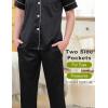 imageDIPUG Girls Satin Pajamas Set with Pockets Soft Sleepwear Girl Pjs Silky Button Down PJBlack