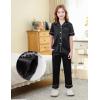 imageDIPUG Girls Satin Pajamas Set with Pockets Soft Sleepwear Girl Pjs Silky Button Down PJBlack