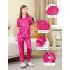 imageDIPUG Girls Satin Pajamas Set with Pockets Soft Sleepwear Girl Pjs Silky Button Down PJHot Pink