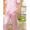 imageDIPUG Girls Satin Pajamas Set with Pockets Soft Sleepwear Girl Pjs Silky Button Down PJPink