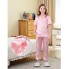 imageDIPUG Girls Satin Pajamas Set with Pockets Soft Sleepwear Girl Pjs Silky Button Down PJPink