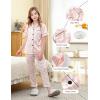 imageDIPUG Girls Satin Pajamas Set with Pockets Soft Sleepwear Girl Pjs Silky Button Down PJPink Stripe