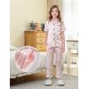 imageDIPUG Girls Satin Pajamas Set with Pockets Soft Sleepwear Girl Pjs Silky Button Down PJPink Stripe