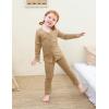 imageDIPUG Toddler Pajamas Cotton FullButton Kids Long Sleeve Pjs Girls Solid Sleepwear Set 12M7YBrown
