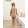 imageDIPUG Toddler Pajamas Cotton FullButton Kids Long Sleeve Pjs Girls Solid Sleepwear Set 12M7YBrown