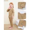 imageDIPUG Toddler Pajamas Cotton FullButton Kids Long Sleeve Pjs Girls Solid Sleepwear Set 12M7YBrown