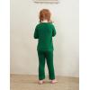 imageDIPUG Toddler Pajamas Cotton FullButton Kids Long Sleeve Pjs Girls Solid Sleepwear Set 12M7YDark Green