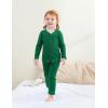 imageDIPUG Toddler Pajamas Cotton FullButton Kids Long Sleeve Pjs Girls Solid Sleepwear Set 12M7YDark Green