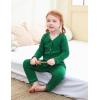 imageDIPUG Toddler Pajamas Cotton FullButton Kids Long Sleeve Pjs Girls Solid Sleepwear Set 12M7YDark Green