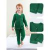 imageDIPUG Toddler Pajamas Cotton FullButton Kids Long Sleeve Pjs Girls Solid Sleepwear Set 12M7YDark Green
