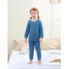 imageDIPUG Toddler Pajamas HalfButton Girls Soft Long Sleeve Pjs Set Kids Solid Boys Sleepwear1 2M7YBlue