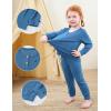 imageDIPUG Toddler Pajamas HalfButton Girls Soft Long Sleeve Pjs Set Kids Solid Boys Sleepwear1 2M7YBlue