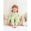 imageDIPUG Toddler Pajamas HalfButton Girls Soft Long Sleeve Pjs Set Kids Solid Boys Sleepwear1 2M7YGreen