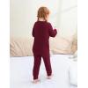 imageDIPUG Toddler Pajamas HalfButton Girls Soft Long Sleeve Pjs Set Kids Solid Boys Sleepwear1 2M7YRose Red