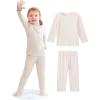 imageDIPUG Toddler Baby Pajamas Girls Solid Pajama Set for Kids Pjs Boys Soft Long Sleeve Sleepwear 12M7YBeige
