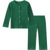 imageDIPUG Toddler Pajamas Cotton FullButton Kids Long Sleeve Pjs Girls Solid Sleepwear Set 12M7YDark Green