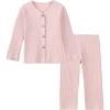 imageDIPUG Toddler Pajamas Cotton FullButton Kids Long Sleeve Pjs Girls Solid Sleepwear Set 12M7YPink