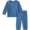 imageDIPUG Toddler Pajamas HalfButton Girls Soft Long Sleeve Pjs Set Kids Solid Boys Sleepwear1 2M7YBlue