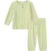imageDIPUG Toddler Pajamas HalfButton Girls Soft Long Sleeve Pjs Set Kids Solid Boys Sleepwear1 2M7YGreen