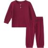 imageDIPUG Toddler Pajamas HalfButton Girls Soft Long Sleeve Pjs Set Kids Solid Boys Sleepwear1 2M7YRose Red