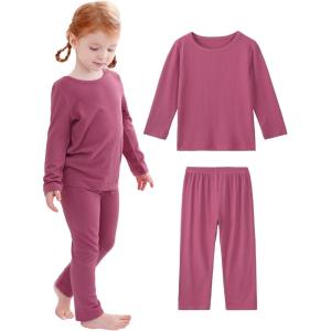 imageDIPUG Toddler Baby Pajamas Girls Solid Pajama Set for Kids Pjs Boys Soft Long Sleeve Sleepwear 12M7YMaroon