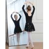 imageDIPUG Ballet Leotards for Girls Dance Dress with Skirt Shiny Butterfly Long SleeveBlack